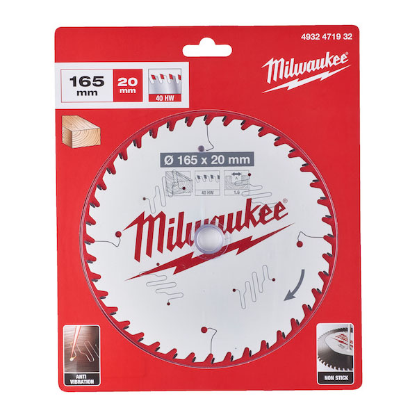 Lưỡi cưa gỗ 165x20mm 40T Milwaukee 4932471932A
