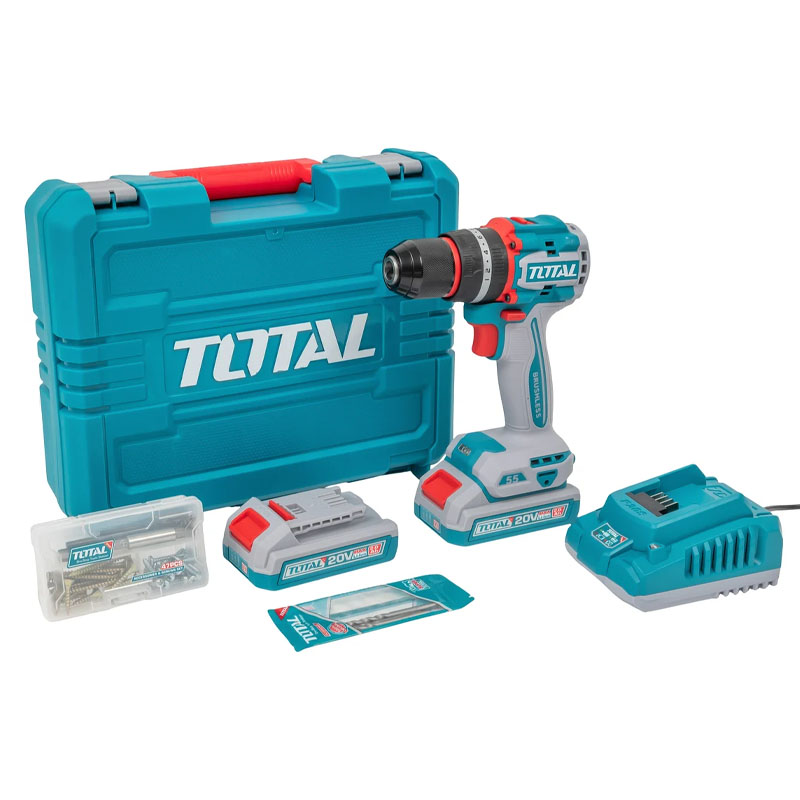 Máy khoan động lực dùng pin 20V Total TIDLI20558  (2 Pin 2.0Ah, 1 Sạc)