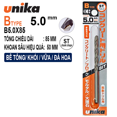 Mũi khoan tường 5.0x85mm Unika B5.0x85