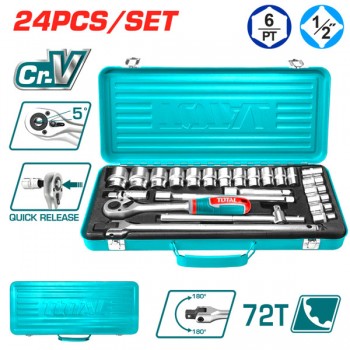1/2" Bộ tuýp 24 chi tiết 10-32mm Total THT121242