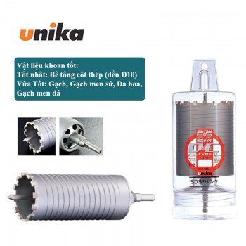 Mũi khoan rút lõi bê tông cốt thép 150x135mm Unika ES-D150ST (Chuôi trụ)