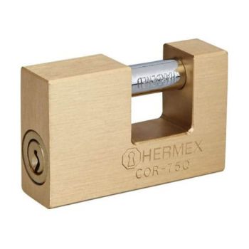 Ổ khoá cầu ngang thân đồng inox chống cắt 75mm Hermex COR-75Q
