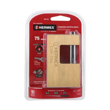 Ổ khoá cầu ngang thân đồng inox chống cắt 75mm Hermex COR-75Q