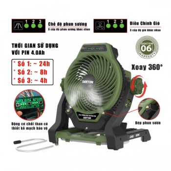 Quạt phun sương dùng pin 21V Dekton M21-QPS190XPRO