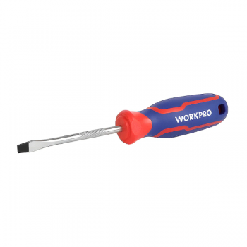 Tua vít đầu dẹt tay cầm bọc nhựa cao su 3 màu chống trơn trượt 4x100mm thép hợp kim CR-V Workpro WP221014