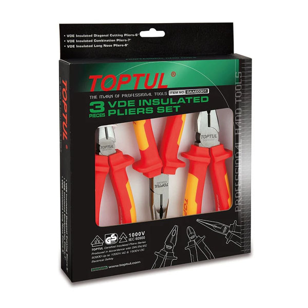 Bộ kìm điện 3 chi tiết cách điện 1000V Toptul GAAE0301