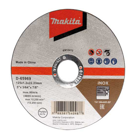 Đá cắt inox mỏng Makita D-65969 (125x1, 2x22.23mm)