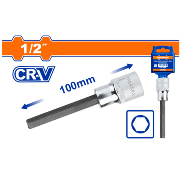 Đầu tuýp 1/2" ra đầu vít lục giác dài WadFow WSC5201 4x100mm