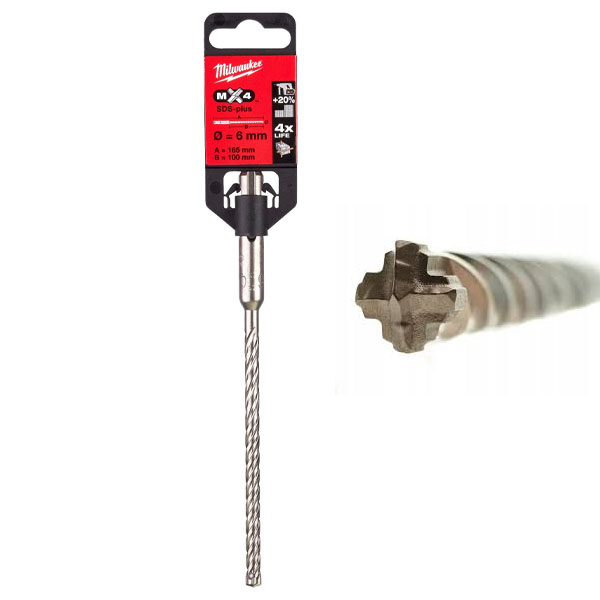 Mũi khoan bê tông 4 cạnh SDS Plus MX4, 6x165mm Milwaukee 4932352012