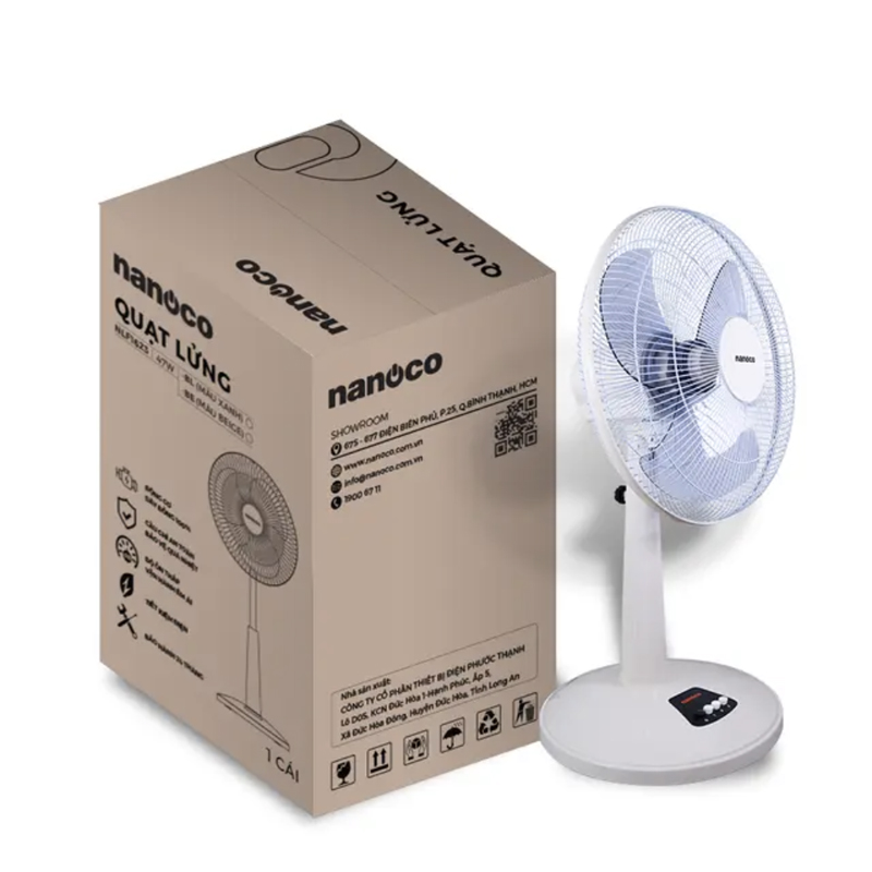 Quạt lững 47W Nanoco NLF1623BE (Beige)