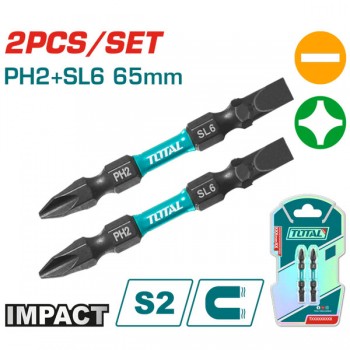 Bộ 2 Mũi bắt vít PH2+SL6 65mm Total TACIM72HL665