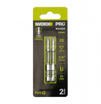 Bộ 2 mũi vít PH2 x 65mm WORX PRO WA1684