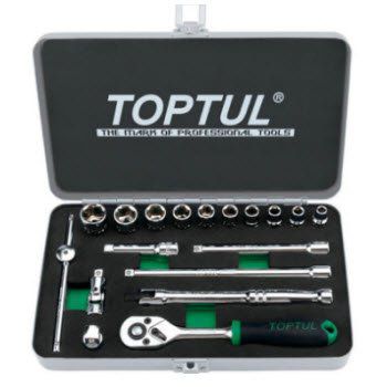 Bộ tuýp bông loại bóng 1/4" 18 món Toptul GCAD1811