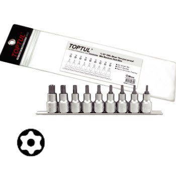 Bộ vít lục sao lỗ 1/2" 9 món Toptul GAAG0904