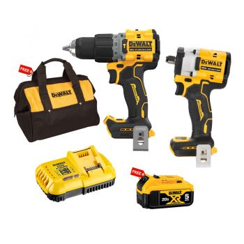 Combo Dewalt - Máy khoan DCD805N-KR + Máy vặn bu lông DCF921N-B1 + Sạc Nhanh DCB118-KR Tặng 1 Pin 20V 5.0Ah + Túi Đựng Dụng Cụ