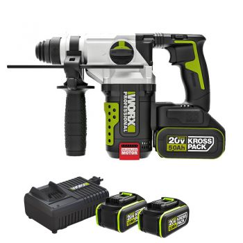 Máy khoan búa dùng pin 20V Worx WU389.3 (2 Pin 5.0Ah & Sạc)