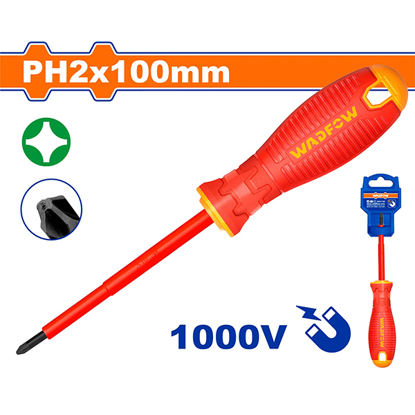 Tua vít bake cách điện PH2x100mm Wadfow WSD7224
