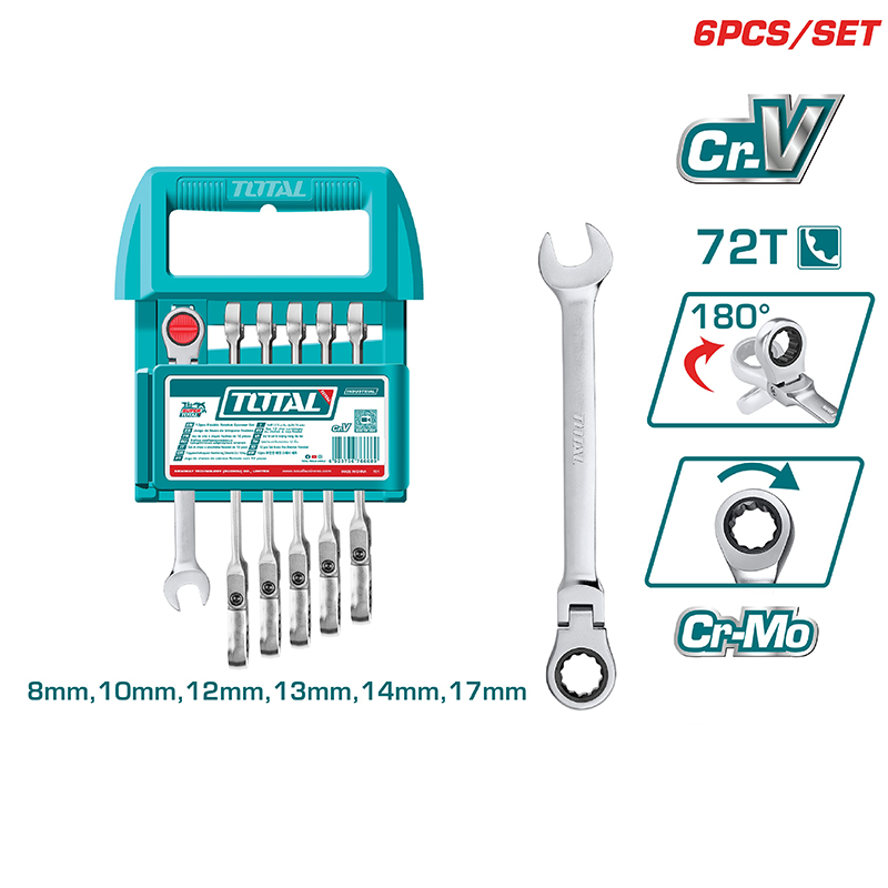 Bộ 6 Cờ Lê Xoay Chiều Linh Hoạt 8-17mm Total THT103RK566