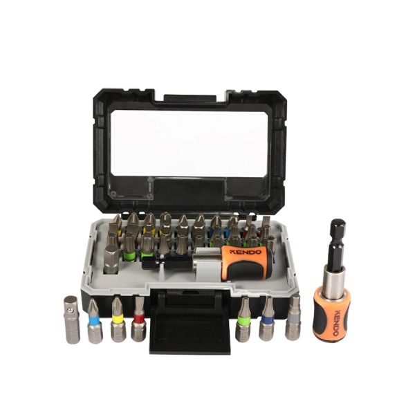 Bộ mũi vít nhiều màu kèm đầu nối bằng thép S2 32 chi tiết Kendo 32203235