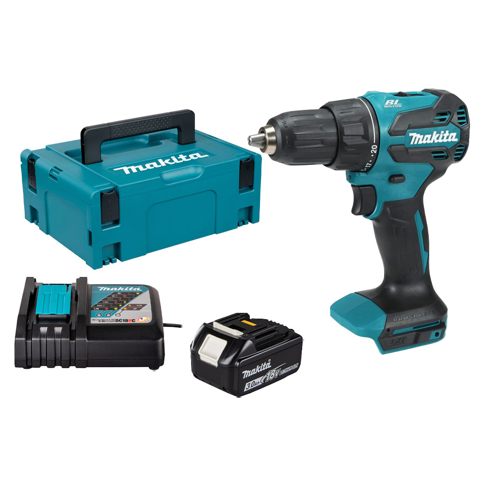 Combo Makita 06 - Máy Khoan Búa Vặn Vít Dùng Pin DHP490 + Pin 3.0Ah + Đế Sạc Nhanh