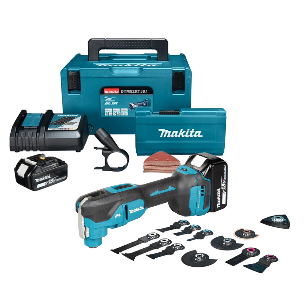 Máy cắt rung đa năng pin 18V Makita DTM53RTJX1 (2 Pin 5.0Ah, 1 Sạc nhanh)