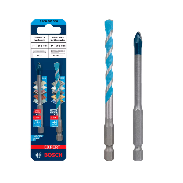 Mũi khoan gạch cứng & Mũi khoan đa năng Hex-9 (6mm) Bosch 2608902366