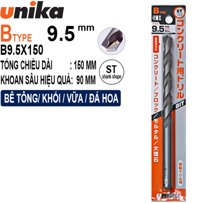Mũi khoan tường 9,5x150mm Unika B9.5x150