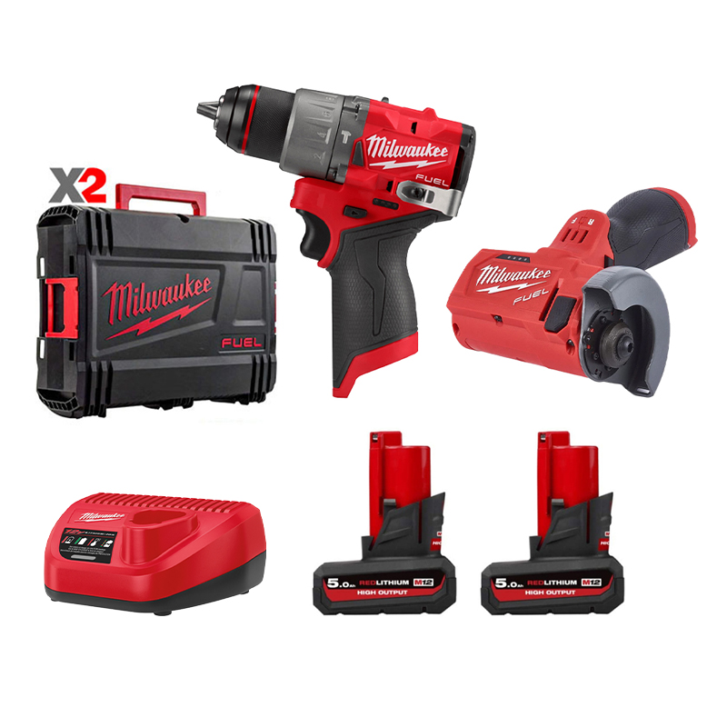 SPECIAL M12 COMBO 3 - Máy khoan M12 FPD2 + Máy cắt M12 FCOT + 2 Pin 12V 5.0Ah + Sạc C12C