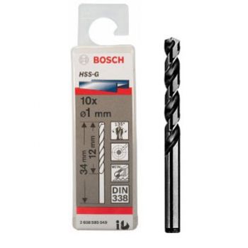 Bộ mũi khoan sắt HSS-G 1mm (hộp 10 mũi) 2608595049