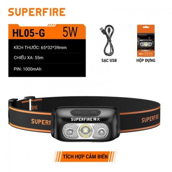 Đèn Pin Đeo Đầu Nhỏ Gọn SuperFire HL05-G