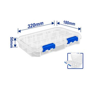 Hộp nhựa trong suốt chia 13 ngăn đựng linh kiện 320x180x50mm Wadfow WTB8342