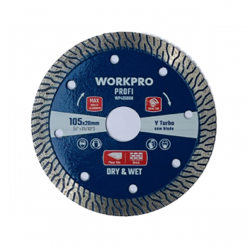 Lưỡi cưa đĩa cắt kim cương Turbo răng loại Y siêu mỏng 105x20x10mm Workpro WP405068