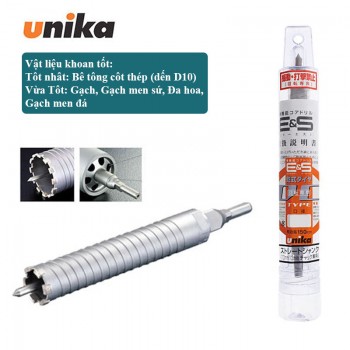 Mũi khoan rút lõi bê tông cốt thép 38x150mm Unika ES-D38ST (Chuôi trụ)