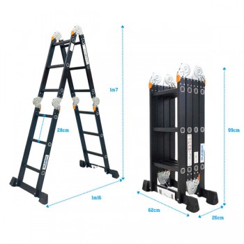 Thang nhôm gấp 4 khúc Sumika SKM 203 NEW (Sơn tĩnh điện)