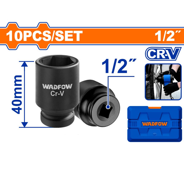 Bộ 10 đầu tuýp 1/2" WadFow WMS1D01 40mm