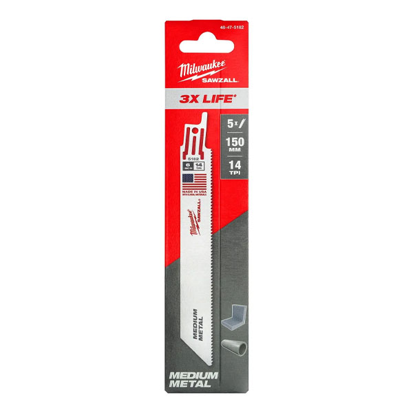 Bộ 5 lưỡi cưa kiếm kim loại 150mm 14 răng/inch Milwaukee 48-47-5182