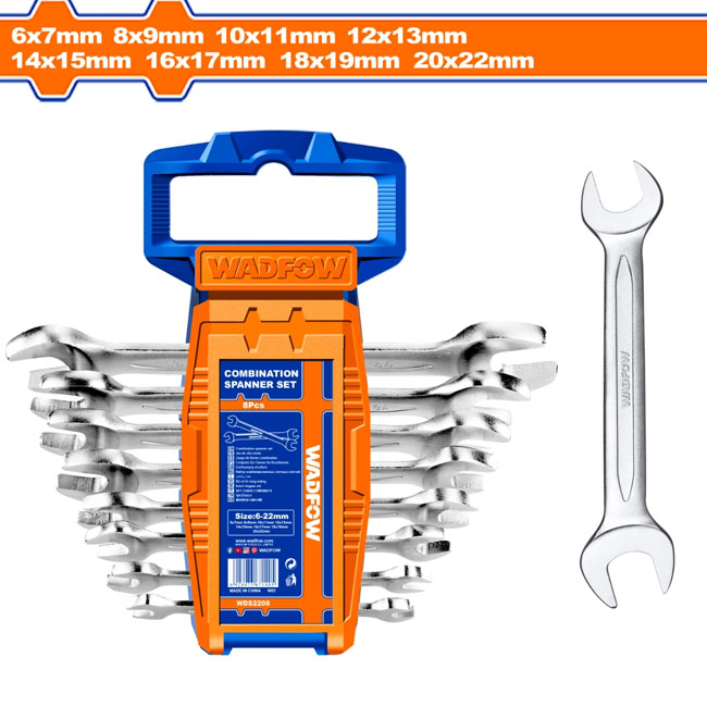 Bộ 8 cờ lê 2 đầu miệng WadFow WDS2208 6-22mm