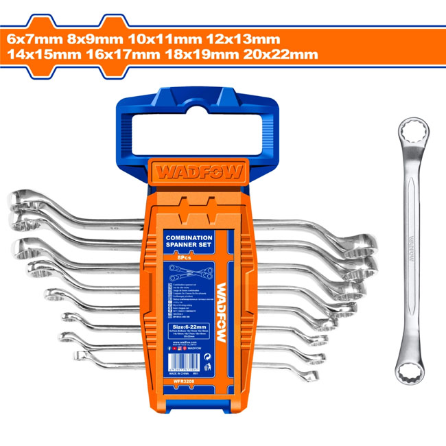 Bộ 8 cờ lê 2 đầu vòng WadFow WFR3208 6-22mm