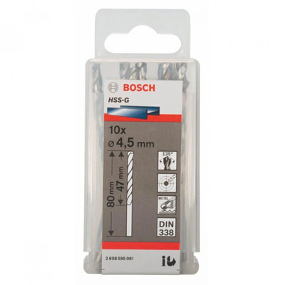 Bộ mũi khoan sắt 10 mũi HSS-G Bocsh 2608595061 4.5mm