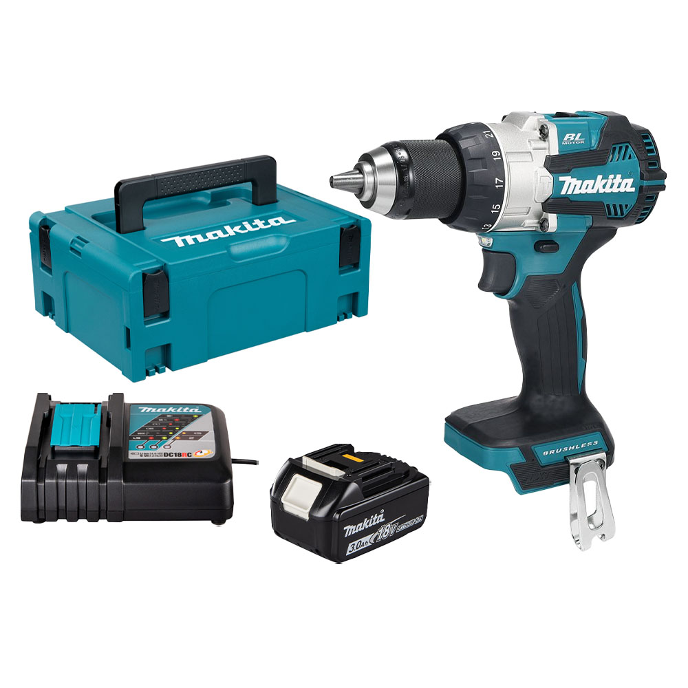 Combo Makita 04 - Máy Khoan Búa Vặn Vít Dùng Pin DHP489 + Pin 3.0Ah + Đế Sạc Nhanh
