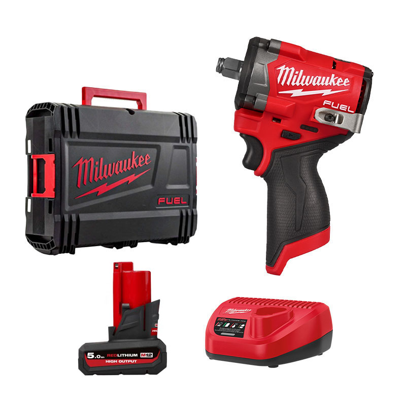 COMBO Milwakee - Máy siết bu lông M12 FIW2F12-0X0 Tặng 1 Pin 5.0Ah M12 HB5 + Sạc C12C