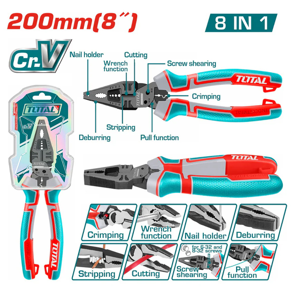 Kìm điện đa năng 8 trong 1 Total THTMF186 8"