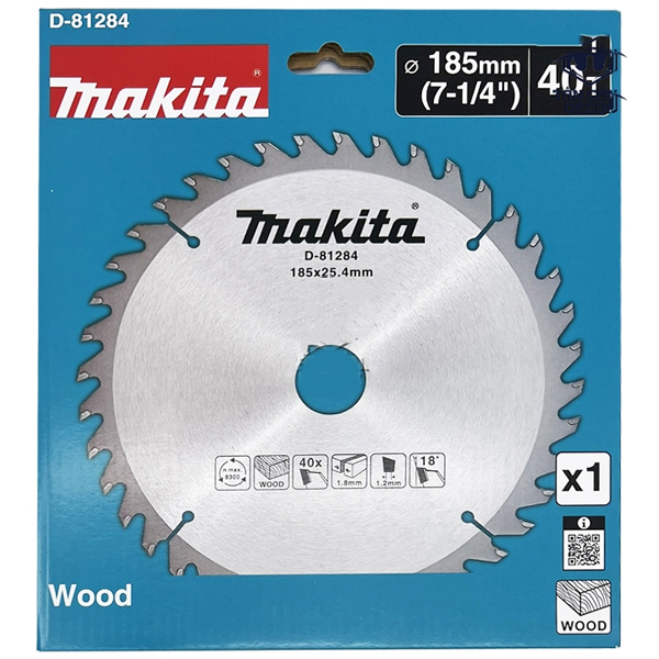 Lưỡi cưa gỗ hợp kim 185x25.4 mm x 40T Makita D-81284