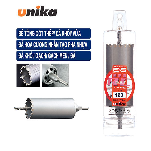 Mũi khoan rút lõi chuôi trụ 160mm Unika ES-R160ST