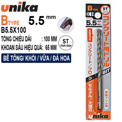 Mũi khoan tường 5.5x100mm Unika B5.5x100
