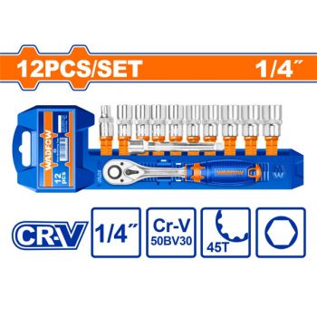 Bộ 12 chi tiết tay vặn đầu tuýp 1/4" WadFow WST4212