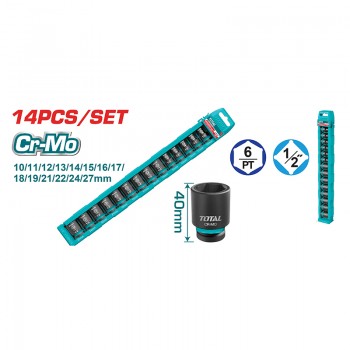 Bộ 14 Đầu Tuýp Lục Giác Ngắn 1/2" Total THISTD12146 (Cho Máy Bu Lông)