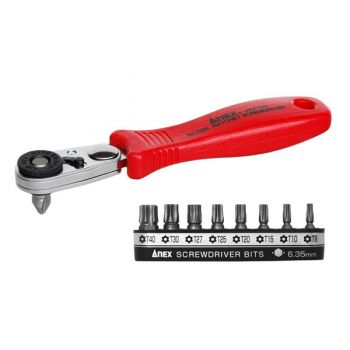 Bộ tay vặn và mũi vít dùng trong góc hẹp Anex No.525-9T