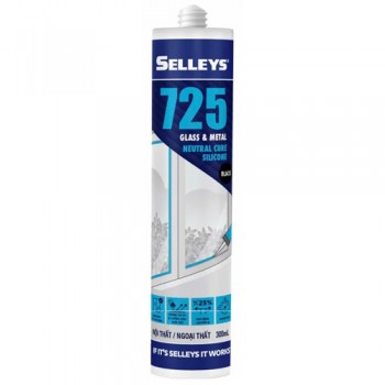Keo silicone màu trắng S725 trung tính cho kính và kim loại 300ml màu xám Selleys 725
