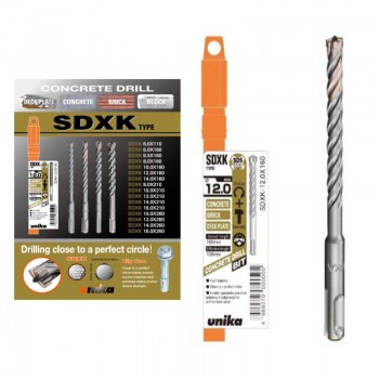 Mũi khoan bê tông 4 cạnh 10mm Unika SDXK10.0x210 (SDS-Plus)